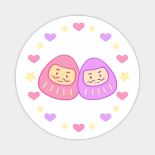 Cute pastel Daruma doll couple Magnet